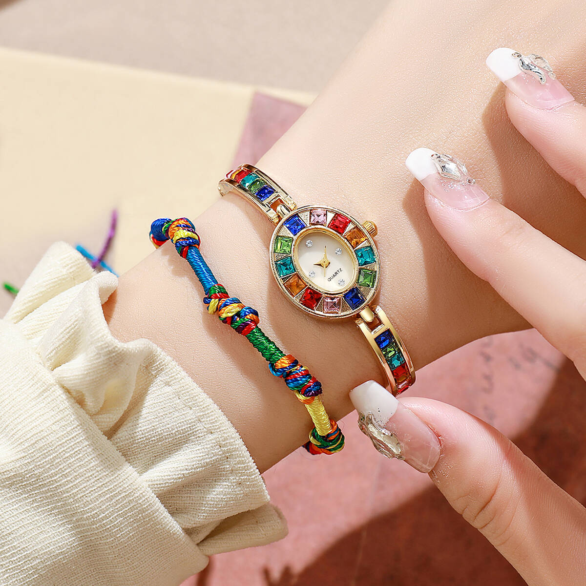 2PCS/Set Luxury Rhinestone Wom - огляд і ціна Luxury Watch Lady